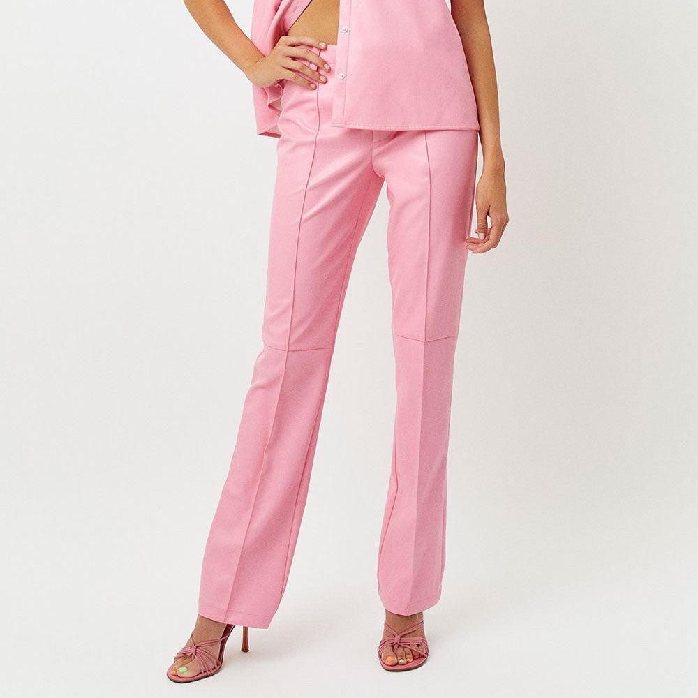 Frankies Bikinis Pink Caroline Kennedy Vegan Leather Pants - Picture 2 of 10